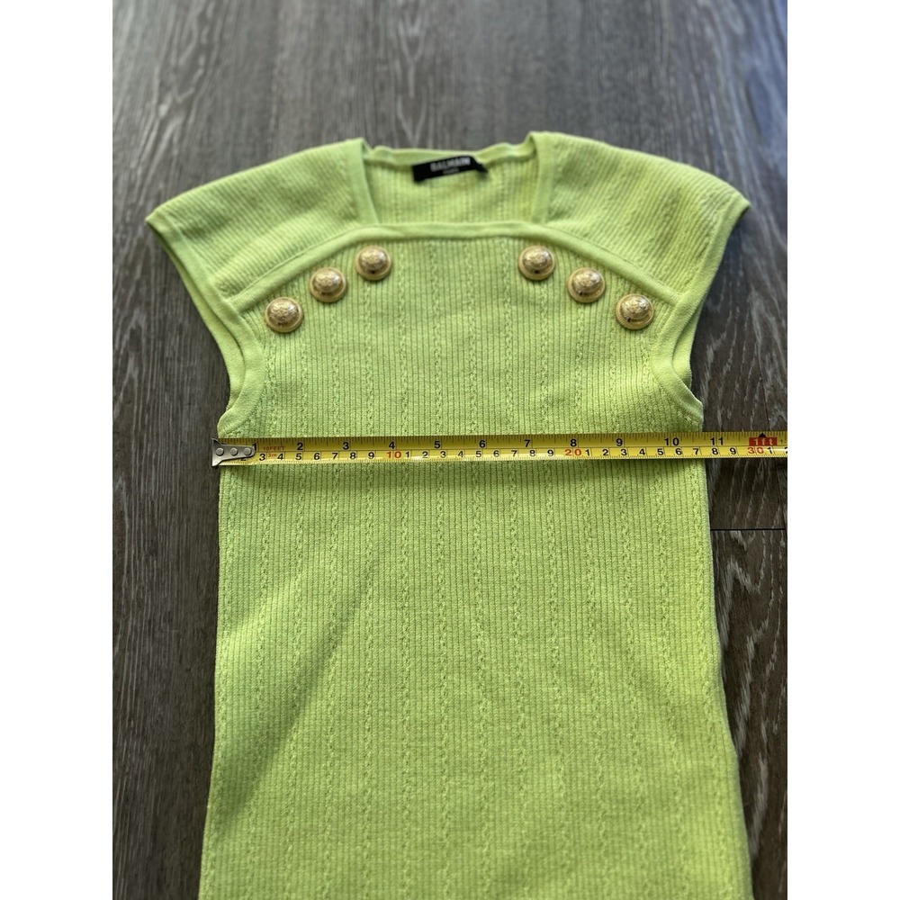 Balmain Neon Green Top Gold Button Euro Summer Beach Luxury Selling The OC - Picture 8 of 8